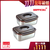 【韓國HAPPYCALL買一送一】韓國製厚質304不鏽鋼手提保鮮盒3.6L(單把手耐重5.5公斤)