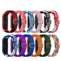 Bracelet for Mi band 7 Strap Elastic Adjustable Nylon Braided Wristband for Xaomi Xiami Xiomi Xiaomi Mi band 3 4 5 6 miband 5