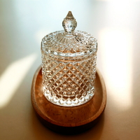 出口歐美水晶質感鉆石菱形格紋玻璃罐 糖果罐喜糖盒