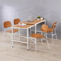 【C&amp;B】伊塔工業風多用途可加寬書桌餐桌椅組-一桌四椅(餐桌椅 書桌椅 工作桌椅 伸縮桌椅 台灣製造)