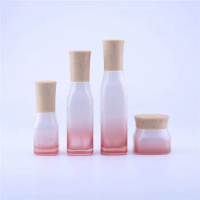 40ml 100ml 120mlPink Glass Emulsion Refillable Ointment Bottles Empty Cosmetic Jar Pot Eye Shadow Face Cream Container 100pcs