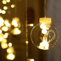 【北熊の天空】心願球燈 心願燈 聖誕佈置 居家裝飾 聖誕節燈飾 窗簾燈 耶誕燈(心願球燈串 情人節)
