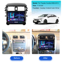 11.8 Inch 2K QLED Screen For Toyota Corolla 2006-2013 Car Radio Multimedia Player GPS Navi CarPlay 2000*1200 Carline Head Unit