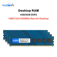 TECMIYO DDR3 DDR3L 4GB 8GB 1600MHz DIMM Desktop Memory RAM 1.35V/1.5V PC3/PC3L-12800U PC3-10600U PC3-8500U Non-ECC -1PC Blue