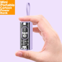 Mini Capsule Power Bank Transparent Portable Cartoon Bear Pocket Socket Capsule Powerbank Outdoor Emergency Power Banks 5000mAh