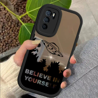 เคสกันกระแทกสำหรับ OPPO A16/A16K/A16E เคสหลังลาย I WANT TO BELIEVE พื้นผิวกระจก เคสป้องกันกล้อง