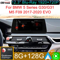 12.3" 1920×720P Snapdragon 665 Android 12 8G+128G Car GPS Radio Head Unit For BMW 5 Series G30 G31 M5 F09 2017-2020 EVO CarPlay