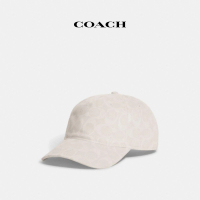 【COACH官方直營】經典Logo丹寧棒球帽-粉筆白色(CH404)