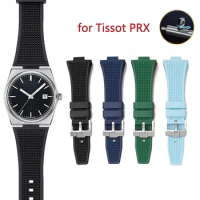 Rubber Strap for Tissot PRX Powermatic 12mm Stainless Steel Buckle Men Soft Silicone Sport Replace Quick Release Watch Band