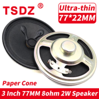 2Pcs/lot 77MM 2W 8Ohm Ultra-thin Speaker 8 Ohms 2 Watt 1W 8R Paper Cone Loudspeaker Diameter 3 Inch 7.7CM thickness 22MM 77*22MM