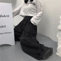 Japanese Wide Leg Pants Men Samurai Costume Streetwear Black Joggers Vintage Haori Plus Size Harem Trousers Hip Hop Clothes
