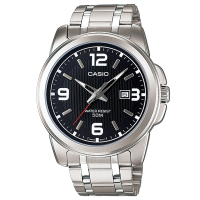 CASIO 簡約經典時尚指針日曆腕錶(MTP-1314D-1A)黑面/44.9mm