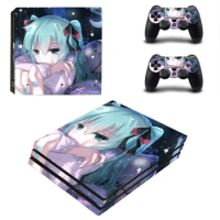 Anime Cute Girl PS4 Pro Skin Sticker Decal For Sony PS4 PlayStation 4 Pro Console and 2 Controllers Skin Stickers Vinyl
