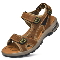 YCLIHAO 2023 รองเท้าหนังแท้สำหรับผู้ชายเดินป่าฤดูร้อนชายหาดกันน้ำกลางแจ้งเดินรองเท้าหนังวัวผู้ชาย