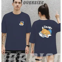 Jerrico Kaos Oversize aesthetic Lengan pendek Unisex | Baju Jumbo Pria dan Wanita Cat Im ok NAVY L