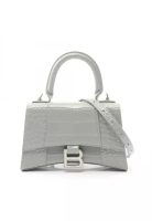 Balenciaga Pre-Loved BALENCIAGA HOURGLASS XS Handbag leather gray croc embossed 2WAY