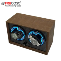 FRUCASE Wooden Watch Winder for Automatic Watches 2 Rolex Box Jewelry Display Collector Storage with Light