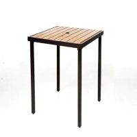 【藍色的熊】S41198 鐵製塑木方桌(餐桌椅 書桌 營業用桌 餐椅 小戶型餐桌 書桌椅 餐桌)