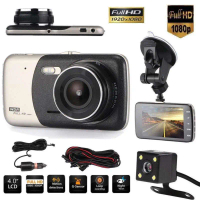 พร้อมส่งจากไทย 1080P HD หน้าจอขนาดใหญ่ความละเอียดสูงขนาด 4 นิ้ว กล้องติดรถยนต์4k 2กล้องหน้า-หลังmi h