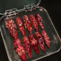 Halloween Bloody Pressed Nails | Horror Makeup Fake Nails | Gothic Bloody Pressed Nails Long Coffin Nails | Spooky Nails