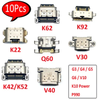 10Pcs，Micro Mini USB jack socket connector charger Charging Port For LG K22 K42 K52 K62 K92 G3 G4 G5 G6 Q60 V10 V30 V40 K10 Powe