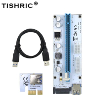 TISHRIC Riser 008S Card 3 In 1 VER 008S PCI Express 1X To 16X Extender Graphics Extension USB 3.0 Cable For GPU Miner Mining