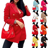 Fashion Blazer for Women Jackets 2023 New Autumn Winter Office Ladies Long Coats Elegant Suit Double Breasted Outerwear