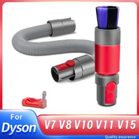 Scratch-free Dusting Brush + Flexible Extension Hose Attachment for Dyson V7 V8 V10 V11 V15 Cordless Vacuum Replacement Parts