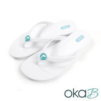 【oka-B】躍動海豚造型配飾人字夾腳涼拖鞋 白色(K920DE-WH)
