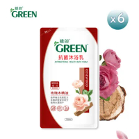 綠的GREEN 抗菌沐浴乳補充包-玫瑰木精油700mlx6