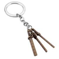 Anime Attack On Titan Eren Jaeger Sword Model Keychain Shingeki No Kyojin Key Ring Finder Chaveiro Fans Car Bag Decor Jewelry