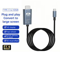 4K 30/60Hz Type C To HDMI Adapter Cable Type C HDMI-Compatible Converter Cable For Projector Laptop Tablet HUAWEI Hub