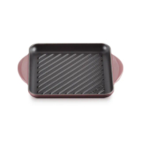 【Le Creuset】琺瑯鑄鐵鍋雙耳正方鐵烤盤 24cm(無花果-內鍋黑)