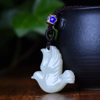 Exquisite Hetian Jade Homing Pigeon Pendant Jewelry 3342#