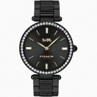 【COACH】COACH手錶型號CH00132(黑色錶面銀錶殼深黑色精鋼錶帶款)