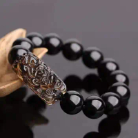 Feng Shui Black Natural Stone Pixiu Bracelets Attract Wealth And Good Luck Charms Jewelry For Women &amp; Men Pixiu bracelet