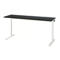 MITTZON 書桌/工作桌, 黑色/實木貼皮 梣木/白色, 160x60 公分