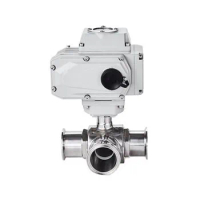 Sanitary O.D 63mm Quick-loading Electric Three-way Ball Valve Stainless Steel 304 Clamp Type 3 Way Ball Valve T Type L Type