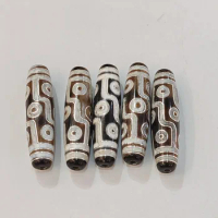 Tibetan Totem Agate Dzi Silver Silk Inlaid Thangka 9-Eye Tianzhu Ethnic Necklace Pendant DIY Accessories
