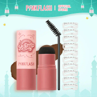 [Official] PINKFLASH Waterproof Eyebrow Powder Cushion Stamp with 10 Reusable Stencil Set 1-Step Sha