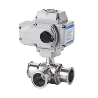 Stainless Steel 304 Quick-loading Electric Three-way Ball Valve Sanitary O.D 32mm Clamp Type T Type L Type 3 Way Ball Valve