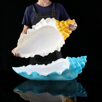 樹脂海螺刺身盤三文魚拼盤高級創意盤子意境菜餐具海鮮姿造盤冰盤