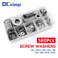 580Pcs 304 Stainless Steel Flat Washers Set - Perfect For Home Decor, Factory Repair, Kitchens, Shop