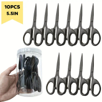 10-Piece Heavy-Duty Stainless Steel Scissors with Black Blades Coated in Teflon and Pointed Tips, 13