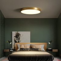 臥室燈吸頂燈北歐現代簡約房間陽臺創意個性燈飾超薄圓形全銅燈具
