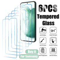 6PCS Tempered Glass For Samsung Galaxy A54 A14 A53 A13 A34 A33 A32 A52S A22 S21 5G S22 Plus Screen Protector for Samsung A52 A72