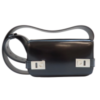 【二手名牌BRAND OFF】Salvatore Ferragamo 費拉格慕 黑色 牛皮 Gancini Buckles 肩背包