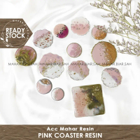 RS 5 / 6 / 7 / 8 / 9 / 10 / 11 / 12 / 13 / 14 / 15 cm Alas Resin Pink Coaster Resin Bulat Geode / Ta