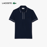 【LACOSTE】男裝-撞色滾邊短袖Polo衫(海軍藍)