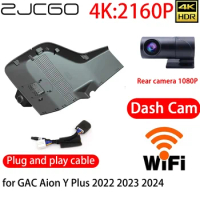ZJCGO 4K DVR Dash Cam Wifi Front Rear Camera 24h Monitor for GAC Aion Y Plus 2022 2023 2024